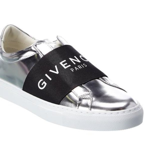 Givenchy Women's Urban Silver Metallic Logo-print Sneakers Sz 38.5 / US 8.5 - Picture 1 of 10